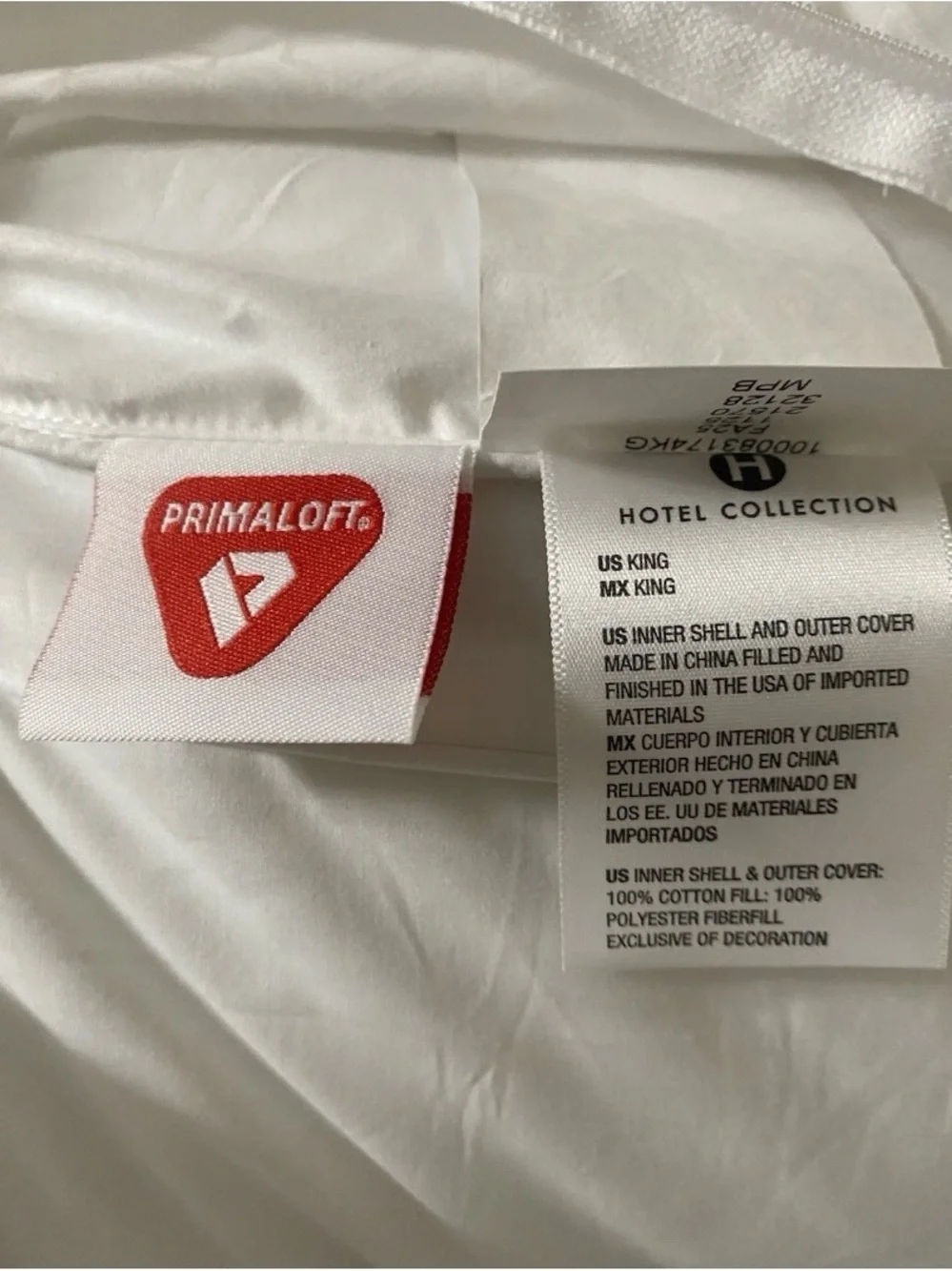SET 2 Hotel Collection WHITE Primaloft 450-Thread Count Firm Density Pillow,King